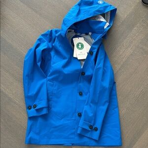 SAVE THE DUCK Blue Hooded Raincoat Lightweight Water-Resistant